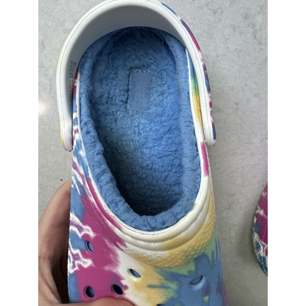 Crocs Classic Lined Tie Dye Powder Blue/Multi Roomy Fit Unisex Size W9 M7 - Picture 6 of 6